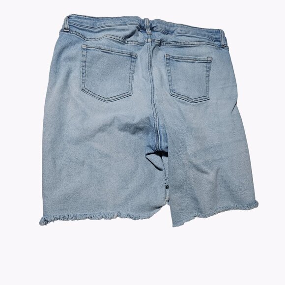 Ava Viv Jean Shorts Womens Plus Size 18W High Rise Light Wash Distressed Denim - Picture 2 of 6